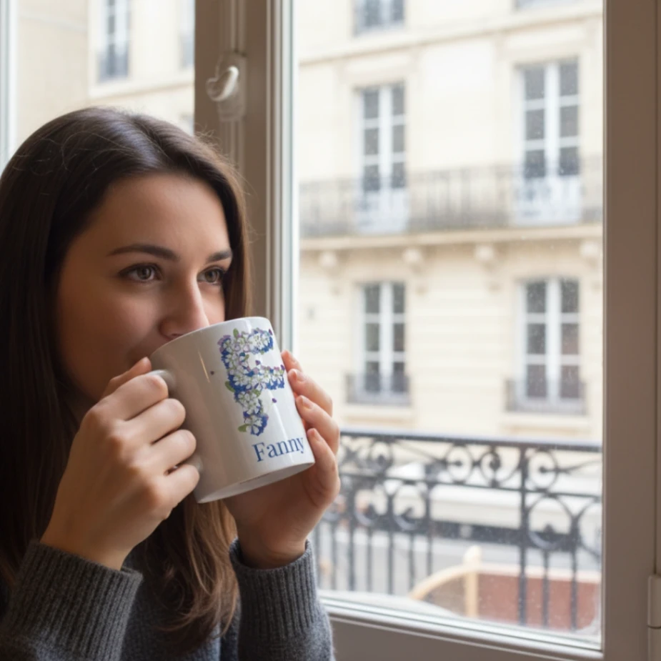 Mug Personnalisé - Design Lettre Florale