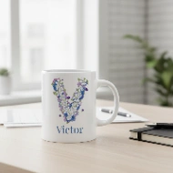 Mug Personnalisé - Design Lettre Florale