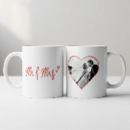 Mug Personnalisé Couple "Mr & Mrs" | Photo en Forme de Cœur