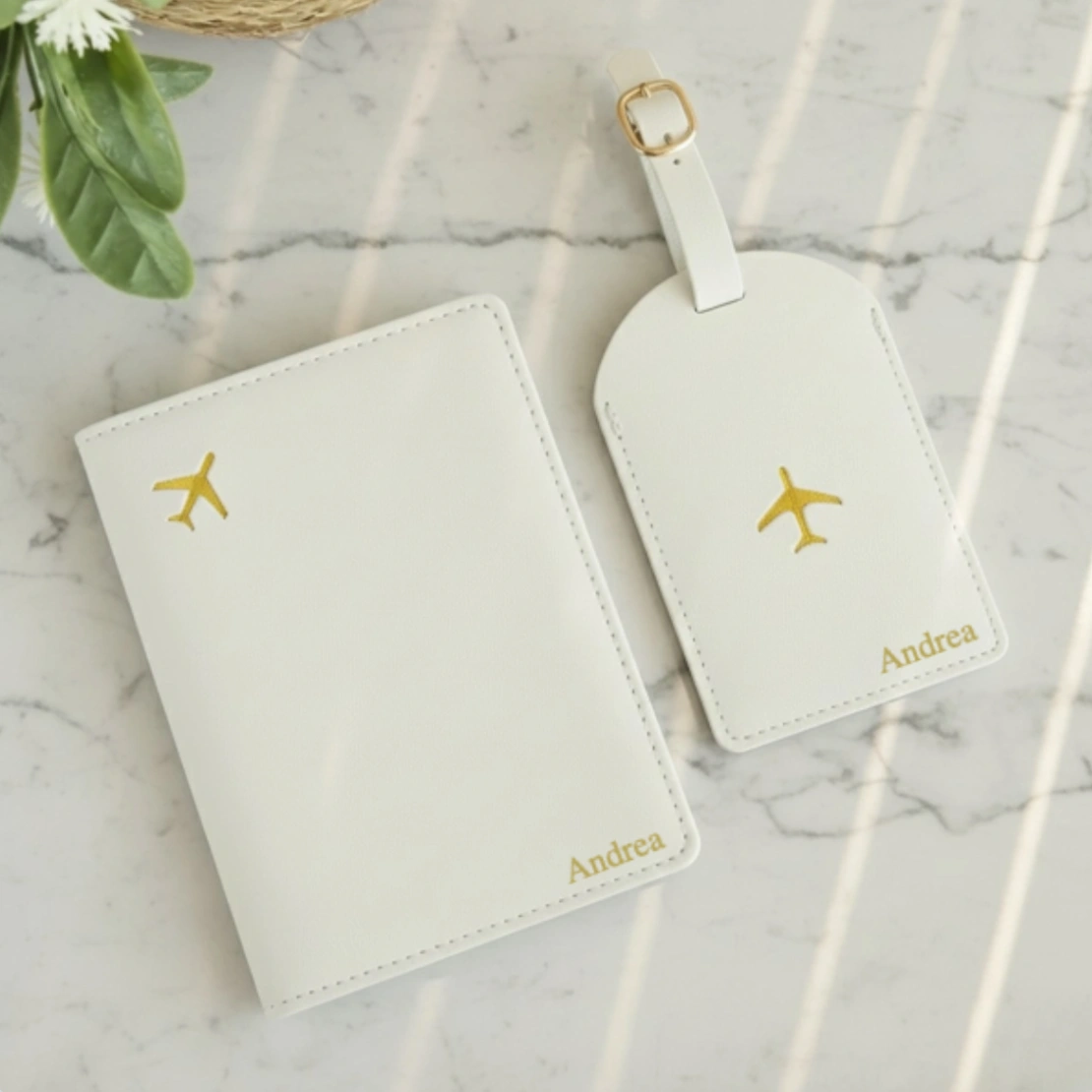 Porte-passeport et Étiquette de Valise Personnalisés avec Prénom ou Initiales