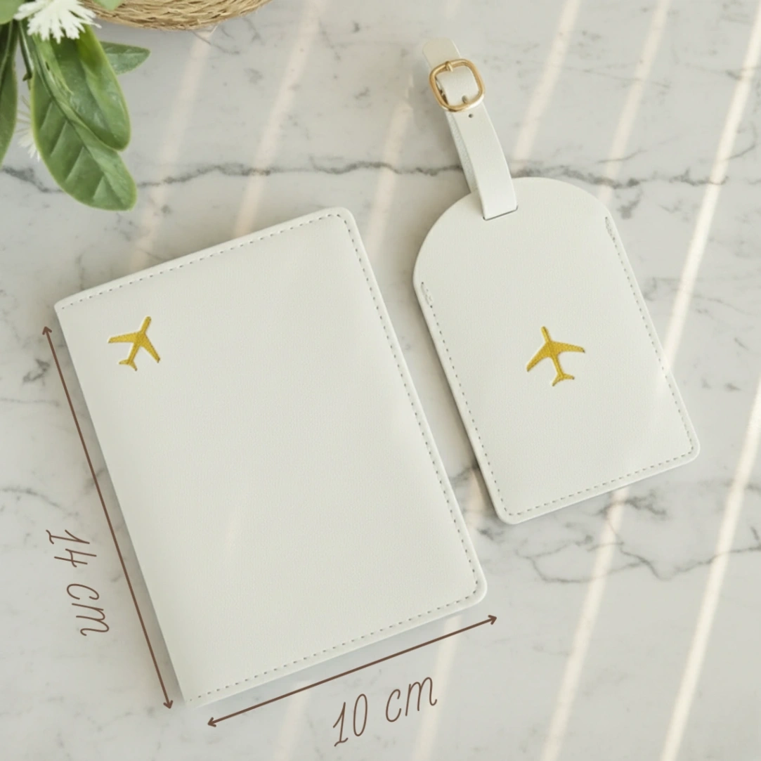 Porte-passeport et Étiquette de Valise Personnalisés avec Prénom ou Initiales