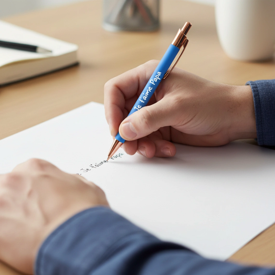 Stylo Personnalisé Recto Verso avec 2 Textes au Choix - Finition Argent ou Or