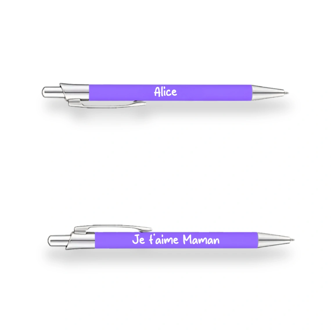 Stylo Personnalisé Recto Verso avec 2 Textes au Choix - Finition Argent ou Or