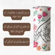 Tumbler Personnalisé Mains de la Famille – Jusqu’à 7 Noms – Gobelet Isotherme Inox avec Couvercle Transparent