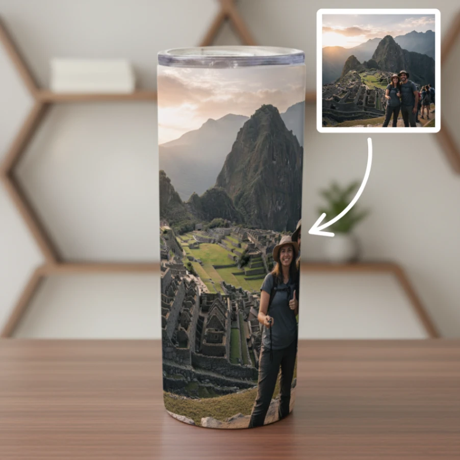 Tumbler Personnalisé avec Photo – Double Paroi Inox, Couvercle & Paille Inclus
