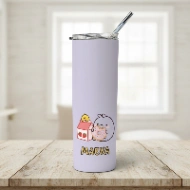 Tumbler Personnalisé avec Prénom – Design Kawaii - Double Paroi Inox, Couvercle & Paille Inclus