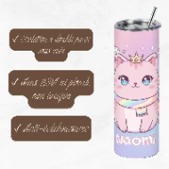 Tumbler Personnalisé avec Prénom – Design Kawaii - Double Paroi Inox, Couvercle & Paille Inclus